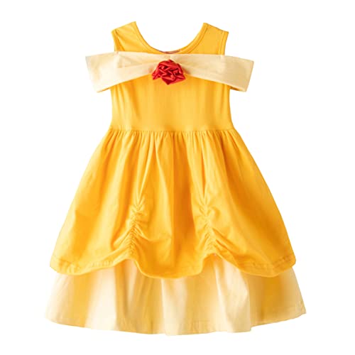 Lito Angels Prinzessin Belle Kostüm Kleid für Kinder Mädchen, Die Schöne und das Biest Verkleidung Größe 4-5 Jahre 110, Stil A von Lito Angels