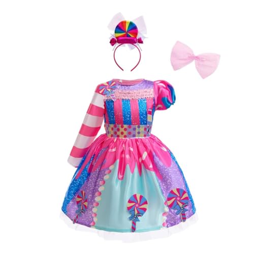 Lito Angels Prinzessin Bonbons Lutscher Kostüm Kleid Verkleidung mit Haarreif für Kinder Mädchen Größe 4-5 Jahre 110, Rose von Lito Angels