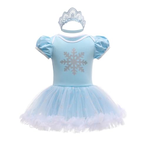 Lito Angels Prinzessin Elsa Kleid mit Stirnband für Baby Mädchen, Eiskönigin Body Strampler Kostüm Verkleidung, Größe 18-24 Monate 296 von Lito Angels