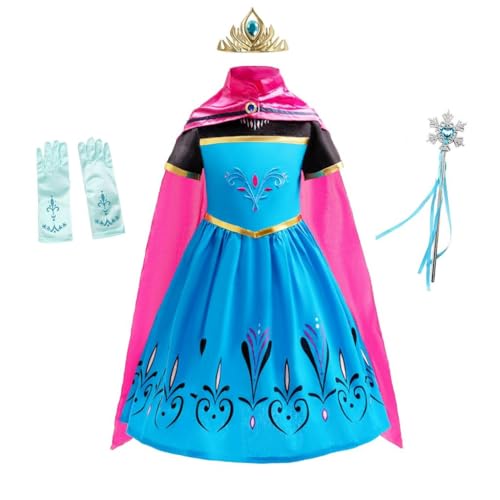 Lito Angels Prinzessin ELSA Krönung Kostüm Kleid für Kleinkind Mädchen, Eiskönigin Schneekönigin Krönungskleid Verkleidung mit Umhang und Zubehör Größe 18-24 Monate 92 von Lito Angels