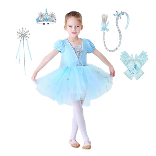 Lito Angels Prinzessin Elsa Ballettkleid Ballerina Kostüm für Baby Mädchen, Ballett Kleid Tutu Tanzkleid mit Umhang und Zubehör Größe 18-24 Monate, Blau von Lito Angels