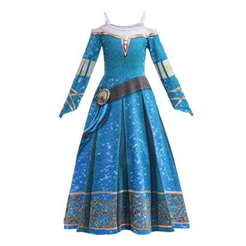 Lito Angels Prinzessin Merida Kleid Kostüm Verkleidung für Kinder Mädchen Größe 3-4 Jahre 104, Blau (Tag-Nummer 90) von Lito Angels