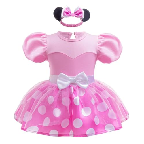 Lito Angels Prinzessin Minnie Kostüm Kleid Verkleidung für Baby Mädchen, Body Strampler mit Stirnband Größe 0-3 Monate 56 von Lito Angels