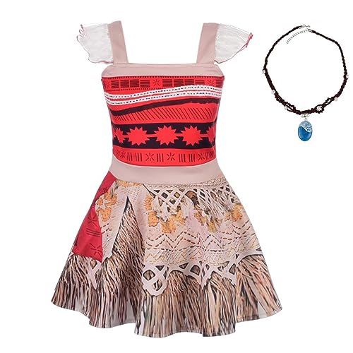 Lito Angels Prinzessin Moana Vaiana Kostüm Kleid Verkleidung mit Halskette Zubehör für Baby Mädchen Größe 10-12 Jahre 146 152 von Lito Angels