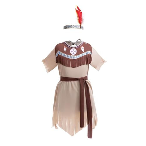 Lito Angels Prinzessin Pocahontas Kostüm Kleid Verkleidung mit Stirnband für Kinder Mädchen Größe 2-4 Jahre 98 104 (Tag-Nummer 0M) von Lito Angels