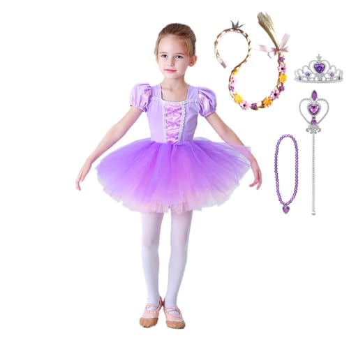 Lito Angels Prinzessin Rapunzel Ballettkleid Ballerina Kostüm für Baby Mädchen, Ballett Kleid Tutu Tanzkleid mit Zubehör Größe 18-24 Monate, Lila von Lito Angels