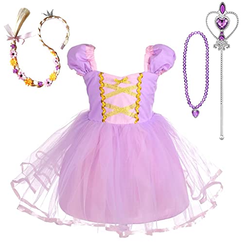 Lito Angels Prinzessin Rapunzel Kleid mit Zubehör für Kleinkind Mädchen, Party Kostüm Verkleidung Geburtstagskleid, Größe 2-3 Jahre 98 von Lito Angels