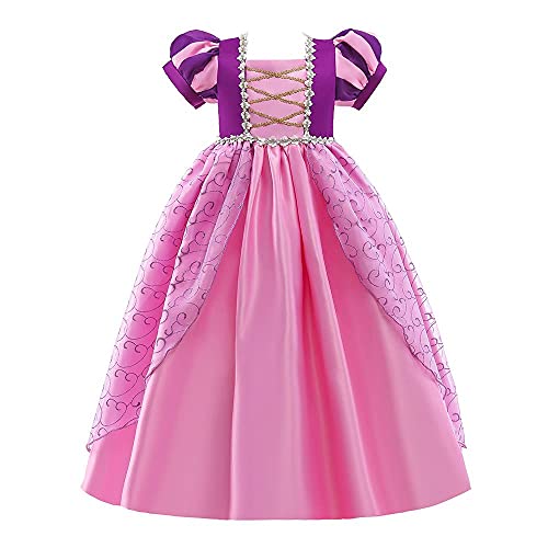 Lito Angels Prinzessin Rapunzel Kostüm Kleid für Kinder Mädchen Verkleidung Outfit Größe 7-8 Jahre 128, Violett Rosa von Lito Angels