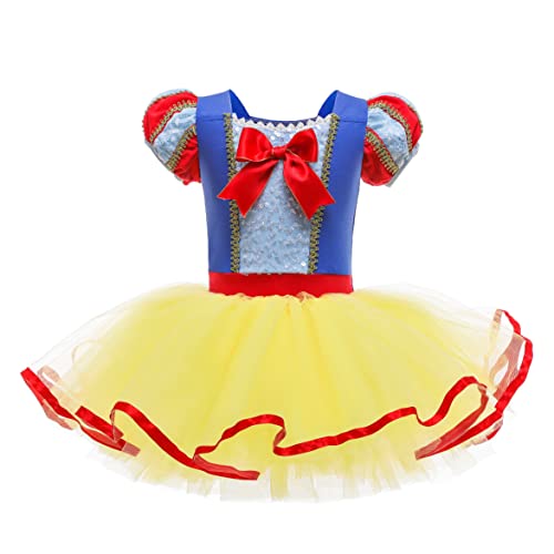 Lito Angels Prinzessin Schneewittchen Ballettkleid Ballerina Kostüm für Baby Mädchen, Ballett Kleid Tutu Tanzkleid, Größe 18-24 Monate, Gelb von Lito Angels