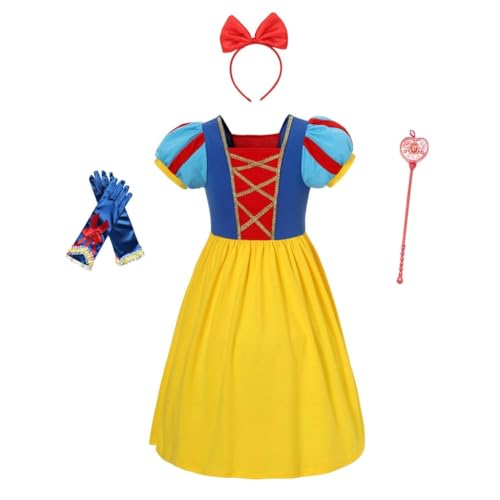 Lito Angels Prinzessin Schneewittchen Kleid Kostüm Verkleidung mit Zubehör für Kinder Mädchen Größe 7-8 Jahre 128 von Lito Angels