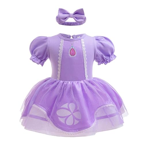 Lito Angels Prinzessin Sofia die Erste Kostüm Kleid Verkleidung für Baby Mädchen, Body Strampler mit Stirnband Größe 12-18 Monate 86 von Lito Angels