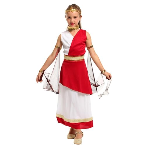 Lito Angels Römische Griechische Göttin Karneval Kostüm Kleid Verkleidung mit Lorbeer Stirnband Gold für Kinder Mädchen Größe 13-14 Jahre 164 von Lito Angels