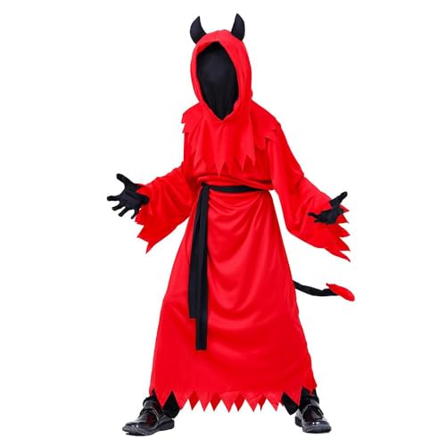 Lito Angels Rot Teufel Halloween Karneval Kostüm Kleid Verkleidung mit Dämon Hörner Maske et Schwanz für Kinder Jungen Größe 10-12 Jahre 146 152 von Lito Angels