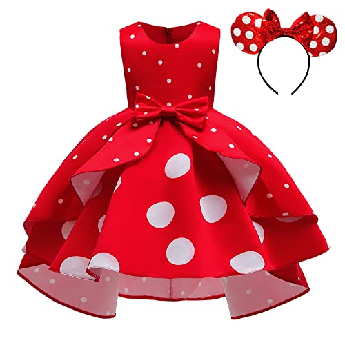 Lito Angels Rot Weiß Polka Dot Kleid für Baby Mädchen, Minnie Mouse Kostüm Verkleidung mit Maus Ohren Haarreif, Größe 18-24 Monate 92, 287 (Tag-Nummer 90) von Lito Angels