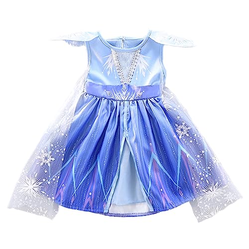 Lito Angels Schneekönigin ELSA Kleid mit Schleppe für Baby Mädchen Eiskönigin 2 Prinzessin Kostüm Verkleidung Größe 12-18 Monate 86 Blau von Lito Angels