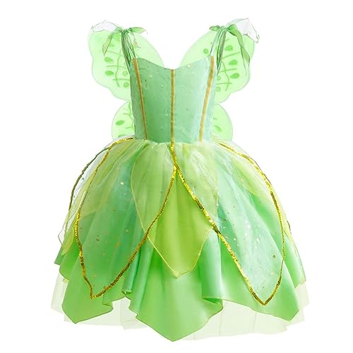 Lito Angels Tinkerbell Kostüm Grüne Fee Kleid Verkleidung mit Flügel für Mädchen Kinder, Größe 18-24 Monate (Tag-Nummer 80) von Lito Angels