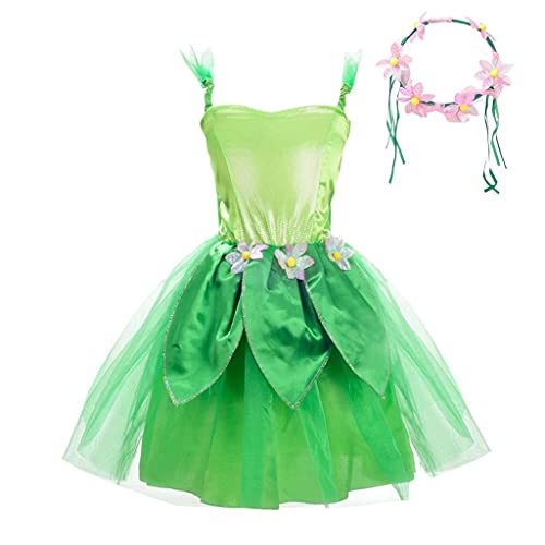 Lito Angels Tinkerbell Kostüm Grüne Fee Kleid mit Blumen Stirnband Blumenkranz Haare für Mädchen Kinder, Größe 2-4 Jahre, M Lito Angels Tinkerbell Kostüm Grüne Fee Kleid mit Blumen Stirnband Blumenkranz Haare für Mädchen Kinder, Größe 2-4 Jahre, M von Lito Angels