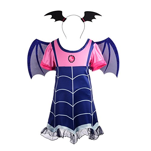 Lito Angels Kostüm Kleid Verkleidung für Kleinkind Mädchen mit Fledermausflügel Haarreifen und Flügel, Größe 7-8 Jahres 128, C von Lito Angels