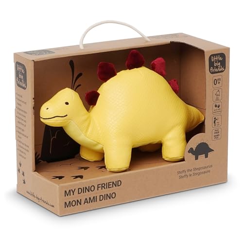 Little Big Friends Dino Friends | Stimuliert die Sinne mit Farben, Texturen und Einer bimmelnden Glocke | Veganes Leder | Leicht zu reinigen | Steffy der Stegosaurus von Little Big Friends