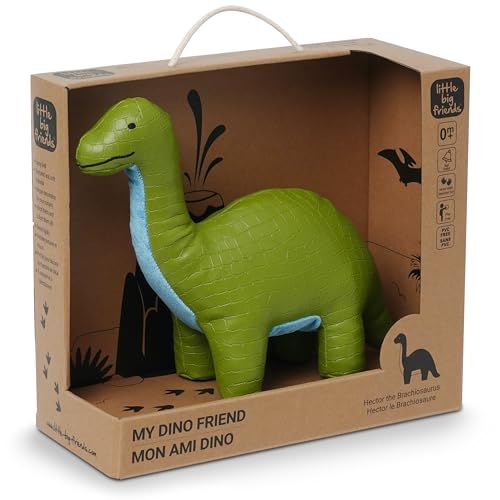 Little Big Friends Dino Friends | Stimuliert die Sinne mit Farben, Texturen und Einer klingelnden Glocke | Veganes Leder | Leicht zu reinigen | Hector der Brachiosaurus von Little Big Friends