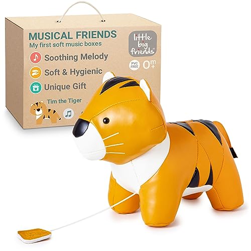 Little Big Friends Musical Friends | Zugschnur Musikspielzeug für Baby | Spezielles Stofftier | leicht zu reinigen | Tim der Tiger von Little Big Friends