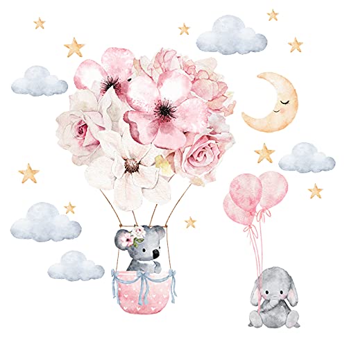 Little Deco Wandsticker Kinderzimmer Mädchen Deko Wandtattoo Tiere Elefant Koala I Wandbild 57 x 40 cm (BxH) I Ballon Blumen Aufkleber Spielzimmer Baby DL212-21 von Little Deco