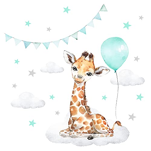 Little Deco Wandsticker Wandtattoo Kinderzimmer Deko Junge Mädchen Tiere Giraffe Ballon Wolken Aufkleber Babyzimmer Schlafzimmer Wandbild selbstklebend DL680-4 von Little Deco