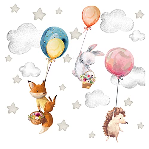 Little Deco Wandtattoo Tiere Ballon Wandsticker Kinderzimmer Wanddeko DL656-1 von Little Deco