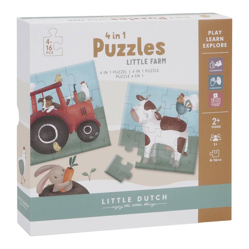 Little Dutch 4-in-1 Puzzle Little Farm FSC von Little Dutch