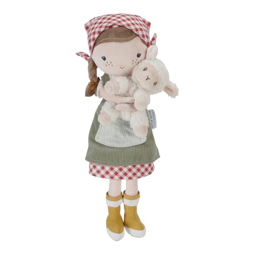 Little Dutch 4565 Stoffpuppe Kuschelpuppe Bäuerin Rosa mit Schaf (35 cm) von Little Dutch