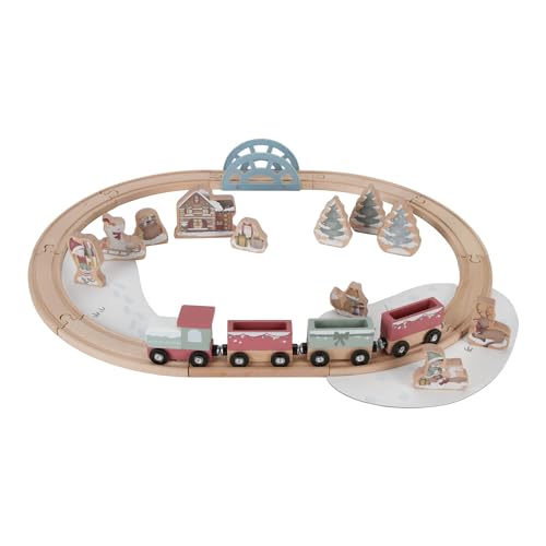 Little Dutch 4868 FSC Holz Eisenbahn mit Schienen - Weihnachten von Little Dutch