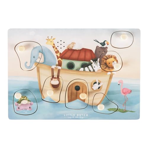 Little Dutch 7056 FSC Holz Greifpuzzle mit Geräuschen - Arche Noah von Little Dutch