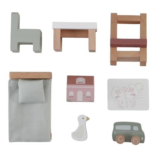 Little Dutch 7119 FSC Holz Puppenhaus Zusatz Spielset 8-teilig - Kinderzimmer von Little Dutch