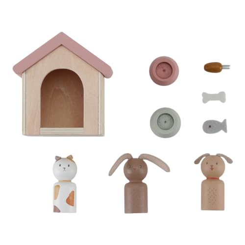 Little Dutch 7120 FSC Holz Puppenhaus Zusatz Spielset 9-teilig - Haustiere von Little Dutch