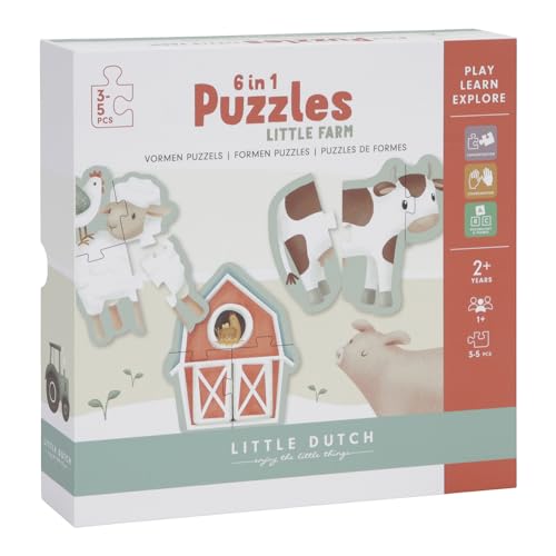 Little Dutch 7148 Puzzle 6in1 Bauernhof - Little Farm, Mehrfarbig von Tiamo