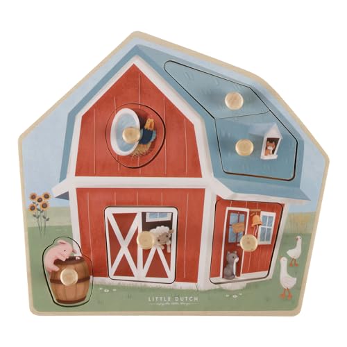 Little Dutch 7158 FSC Holz Greifpuzzle Bauernhof - Little Farm von Little Dutch