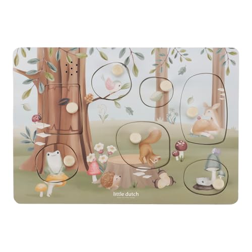 Little Dutch 7240 FSC Holz Greifpuzzle mit Geräuschen - Forest Friends von Little Dutch