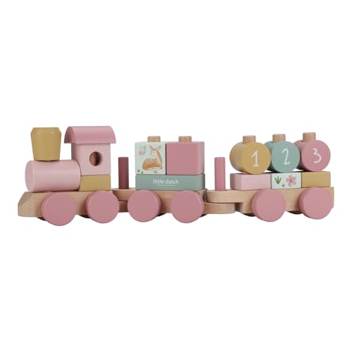 Little Dutch 7354 FSC Holz Eisenbahn Zug mit Steck-Formen - Fairy Garden rosa von Little Dutch