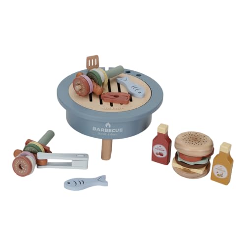 Little Dutch 8021 FSC Holz Grill BBQ Set 34-teilig - blau von Little Dutch