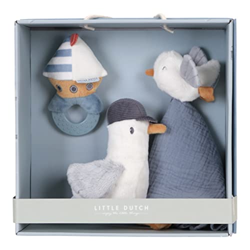 Little Dutch 8615 Geschenkset 3-teilig Sailors Bay/Matrosen Bucht (Schmusetuch, Greifling, Stofftier) von Little Dutch