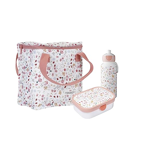 Little Dutch FB-KT-BD-PU Set Kühltasche, Brotdose Campus & Trinkflasche Pop-up - Flowers & Butterflies von Little Dutch