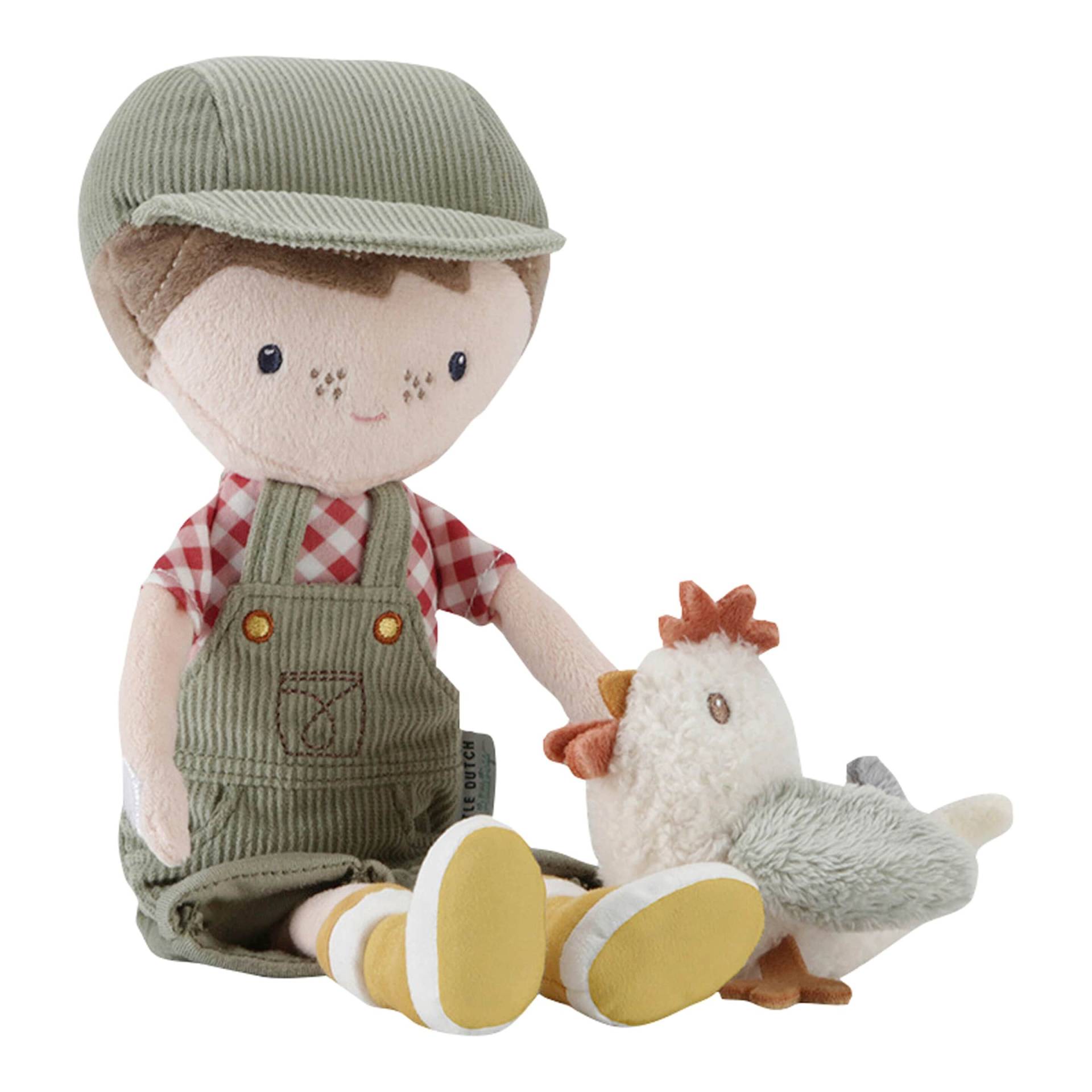 Little Dutch Kuschelpuppe Farmer Jim mit Huhn 35cm von Little Dutch