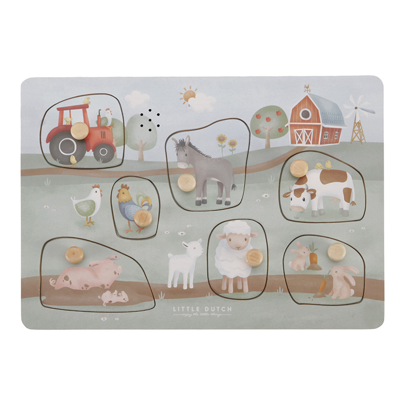 Little Dutch Wooden Sound Puzzle Little Farm FSC von Little Dutch