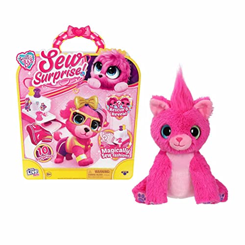 Little Live Pets Scruff-a-Luvs Sew Surprise.Rescue, Reveal and Groom A Mystery Puppy Or Kitten Reveal Outfits to Dress Your Pet with The Magic Sewing Machine, Pink von Little Live Pets