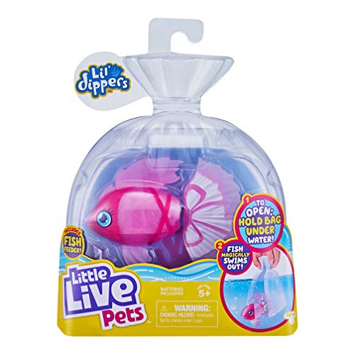 Little Live Pets Einzelpackung Lil’ Dippers Bellariva - Lil’ Dippers Wow“-Effekt beim Auspacken im Wasser und interaktivem Füttern von Little Live Pets