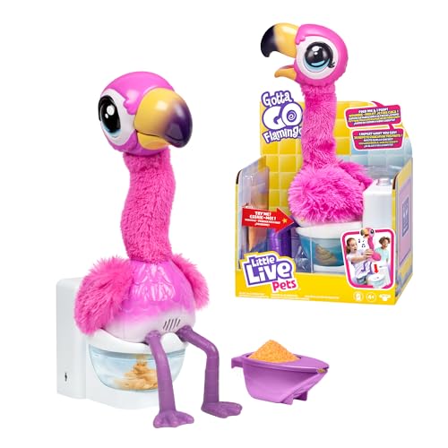 Little Live Pets Flamingo The Poop, Interaktiver Flamingo, der den Hals bewegt und wiederholt, was Sie Sagen, isst und bittet IR zum W.C, trocknet und wiederholt, berühmt, (LPG00000) von Little Live Pets