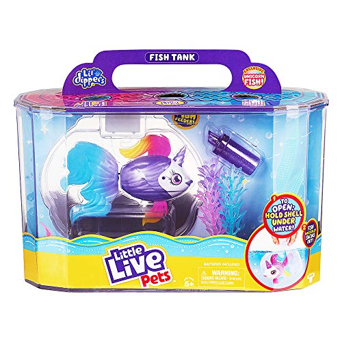 Little Live Pets Lil' Dipper Spielset mit exklusivem, interaktivem Lil Dipper Fisch Unicornsea, Aquarium und weiterem Zubehör - mit Wow-Effekt beim Auspacken im Wasser (26164) von Little Live Pets