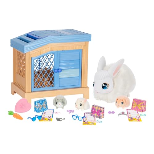 Little Live Pets Mama Surprise Häschen, Mama Häschen zum Füttern & Pflegen – bekommt 3 Babys, Interaktives Spielset mit Mama Häschen & Stall, 20+ Geräusche & Reaktionen, Accessoires zum Stylen von Little Live Pets