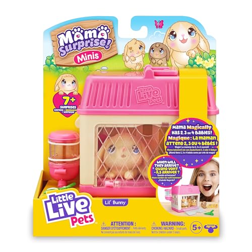 Little Live Pets - Mama Surprise Minis Bunny, Plüschhase mit Geräuschen und Bewegungen, die Babys, interaktives Haustier, Spielzeug für Jungen und Mädchen ab 5 Jahren von Little Live Pets