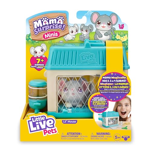Little Live Pets - Mama Surprise Minis Maus, Plüschmaus mit Geräuschen und Bewegungen, die Babys, interaktives Haustier, Spielzeug für Jungen und Mädchen ab 5 Jahren von Little Live Pets